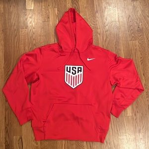 Red Nike USA hoodie sweatshirt